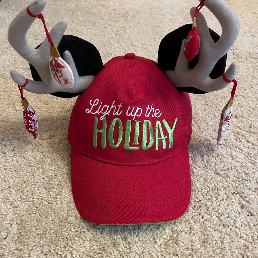 Disney Red Holiday Antler Hat - Lights Up!